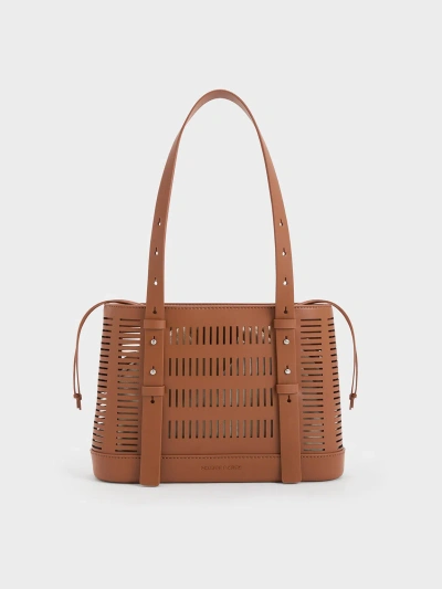 Charles & Keith Delphi Cut-out Bucket Bag In Brown