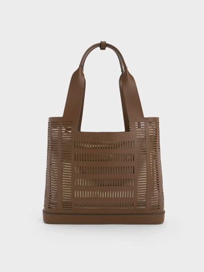 Charles & Keith Delphi Cut-out Tote Bag In Brown