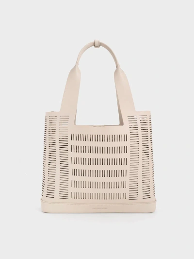 Charles & Keith Delphi Cut-out Tote Bag In Neutral