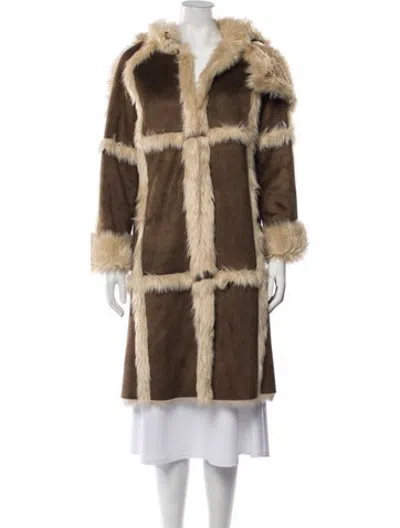 Pre-owned Charlotte Simone Goat Fur Faux Fur Coat In Brown/neutrals