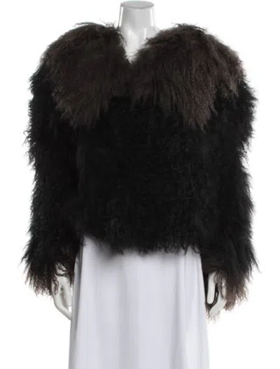 Pre-owned Charlotte Simone Shearling Faux Fur Coat W/ Tags In Black