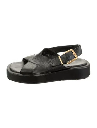 Pre-owned Charlotte Stone Leather Sandals In Black/green