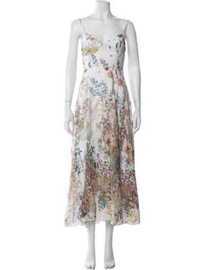 Pre-owned Charo Ruiz Floral Print Midi Length Dress In White