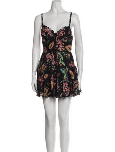 Pre-owned Charo Ruiz Floral Print Mini Dress In Black