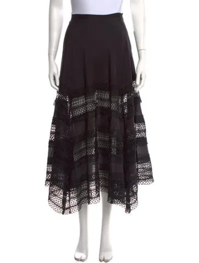 Pre-owned Charo Ruiz Lace Pattern Long Skirt In Black
