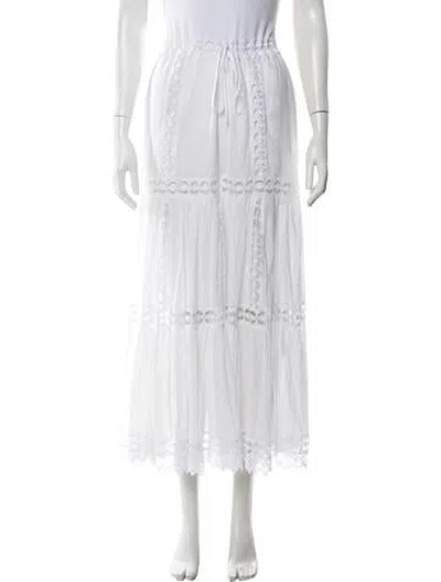 Pre-owned Charo Ruiz Lace Pattern Long Skirt In White