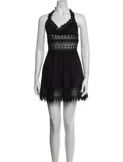 Pre-owned Charo Ruiz Lace Pattern Mini Dress In Black