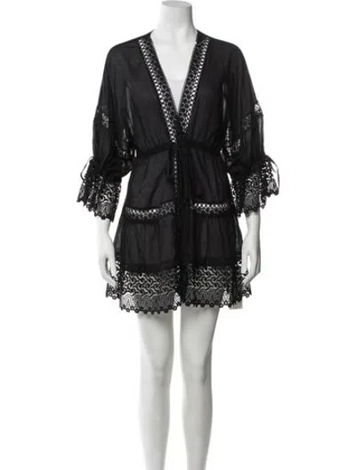 Pre-owned Charo Ruiz Lace Pattern Mini Dress In Black