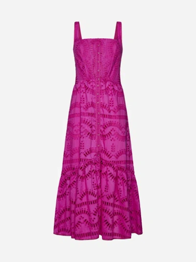Charo Ruiz Nissy Broderie Anglaise Long Dress In Hot Pink