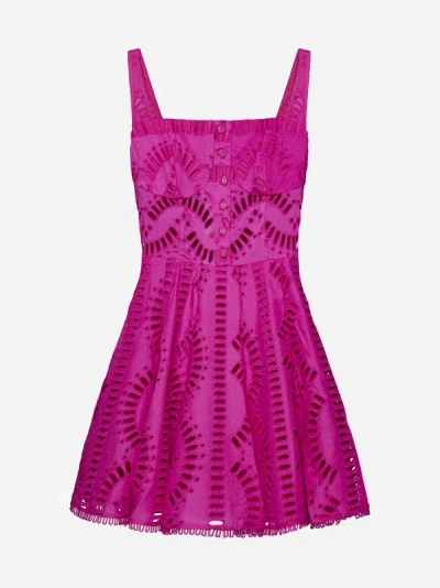 Charo Ruiz Ricka Broderie Anglaise Mini Dress In Hot Pink