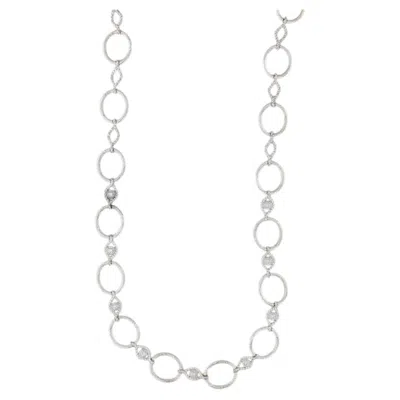 Pre-owned Charriol Diamond Circles Necklace With Box 18k White Gold 15.5" Toggle Clasp