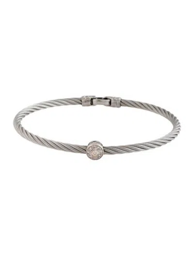 Pre-owned Charriol Diamond Station Cable Bangle Bracelet, 7" In Multicolor