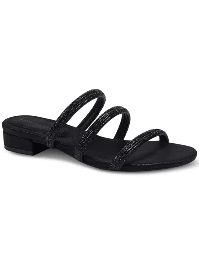 Charter Club Sunny Womens Faux Suede Slip On Slide Sandals In Black