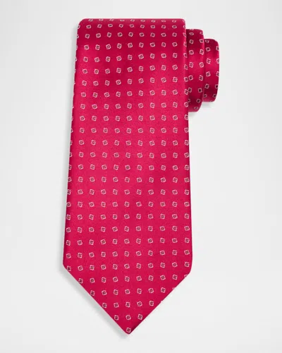 Charvet Men & Apos;s Micro-geometric Jacquard Silk Tie In Red