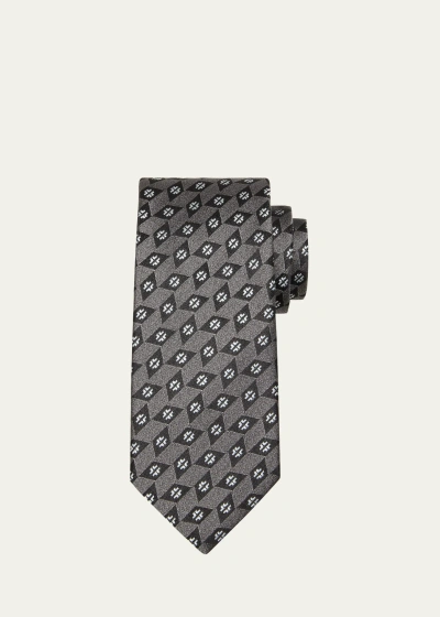 Charvet Men's Geometric Silk Tie In 17 Charcoal