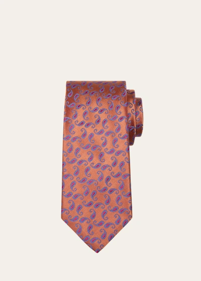Charvet Men's Paisley Silk Tie In Orange