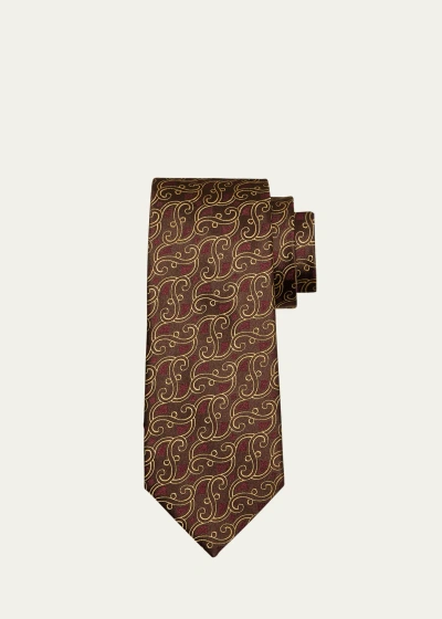 Charvet Men's Vines Silk Tie In Brown