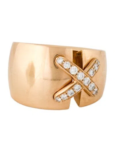 Pre-owned Chaumet 18k Diamond Jeux De Liens Band Ring In Multicolor