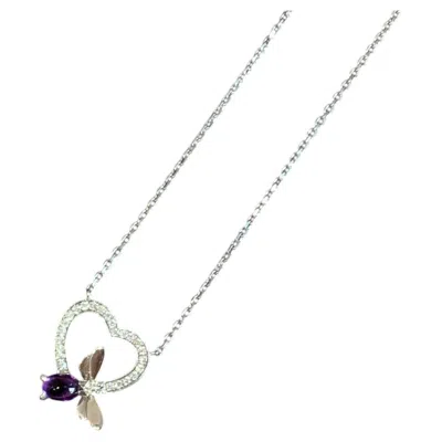 Pre-owned Chaumet Attrape-moi 18k White Gold Amethyst Diamond Bee Heart Necklace