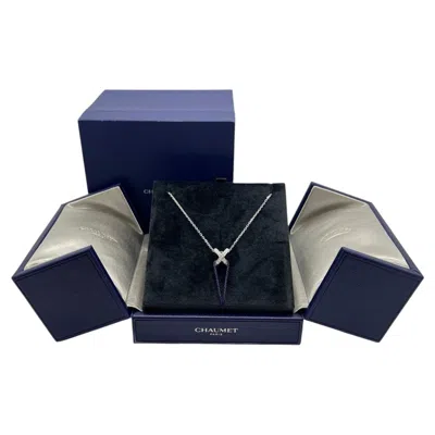 Pre-owned Chaumet Jeux De Liens 18k White Gold Full Diamond Pendant Necklace