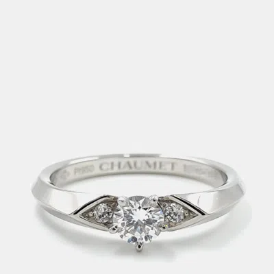 Pre-owned Chaumet Serenade P1950 Platinum Diamond Ring In Multicolor