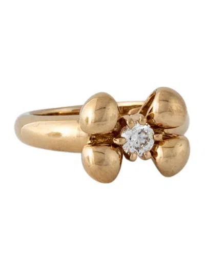 Pre-owned Chaumet Vintage 18k Diamond Bow Cocktail Ring In Multicolor