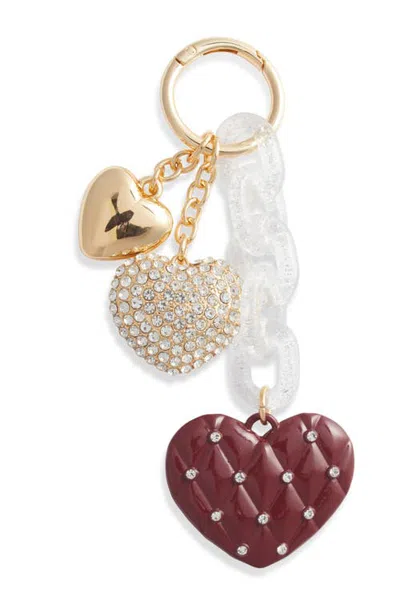 Chelsea28 Heart Cluster Bag Charm In Red- Gold