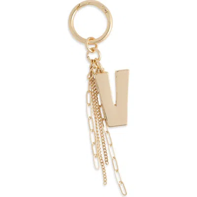 Chelsea28 Pave Edge Initial Bag Charm In V- Clear- Gold