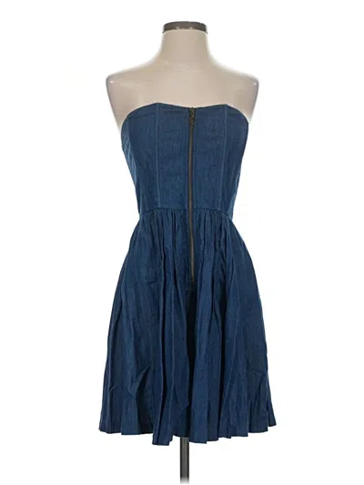 Pre-owned Cherish Sleeveless Top Blue Strapless Neckline Tops