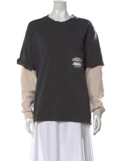 Pre-owned Cherry Los Angeles Graphic Print Crew Neck T-shirt In Grey