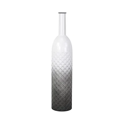 Cheungs Harkona Diamond Pattern Gray Gradient Metal Floor Vase