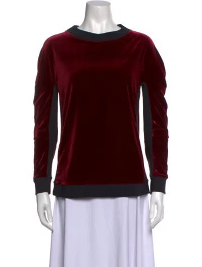 Pre-owned Chiara Boni Crew Neck Long Sleeve Top In Black/red
