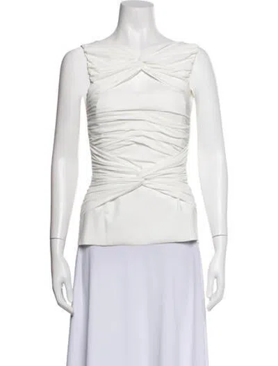 Pre-owned Chiara Boni Nylon Asymmetrical Top In White