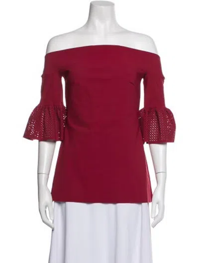 Pre-owned Chiara Boni Off-the-shoulder Three-quarter Sleeve Top In Red