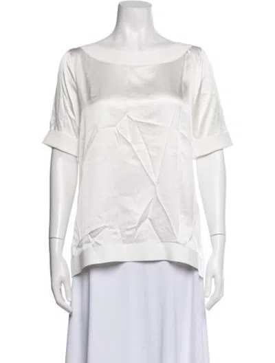 Pre-owned Chiara Boni Scoop Neck Short Sleeve Top In White