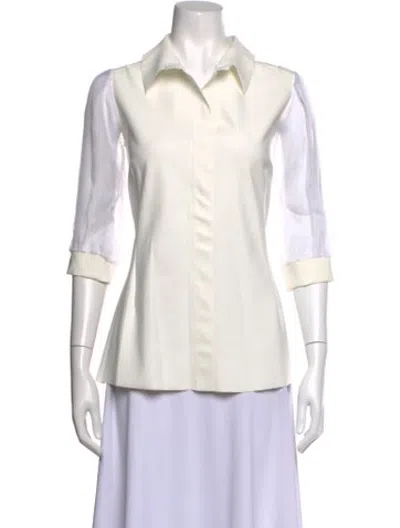 Pre-owned Chiara Boni Three-quarter Sleeve Top In White