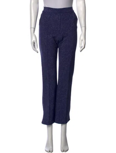 Pre-owned Chiara Boni Tweed Pattern Straight Leg Pants In Blue