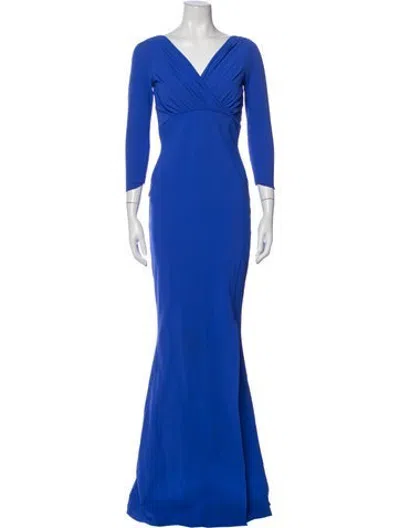 Pre-owned Chiara Boni V-neck Long Dress In Blue