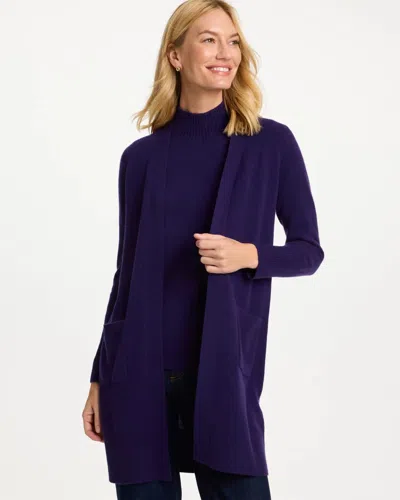 Chico's Cashmere Duster Cardigan Sweater In Deep Purple In Blue