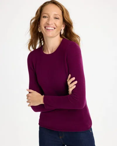 Chico's Crewneck Cashmere Pullover Sweater In Classic Wine In Burgundy