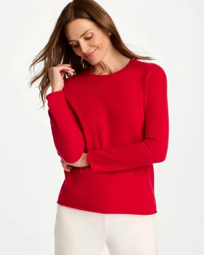 Chico's Crewneck Cashmere Pullover Sweater In Enamel Red