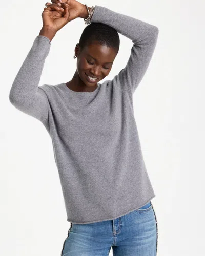Chico's Crewneck Cashmere Pullover Sweater In Medium Gray Wash