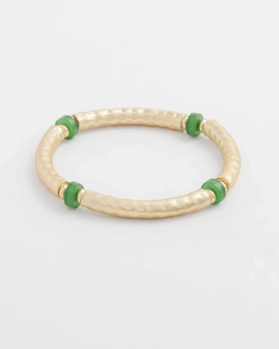 Chico's Jade Bead Bar Stretch Bracelet |  In Gold