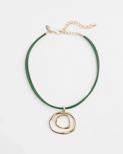 Chico's Leather Pendant Necklace |  In Verdant Green