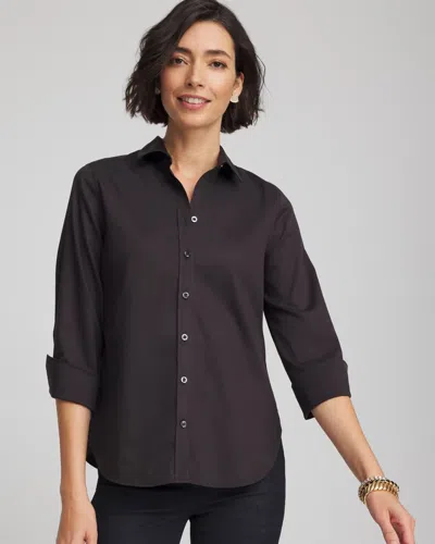 Chico's No Iron™ 3/4 Sleeve Stretch Shirt In Black Size Xxl |