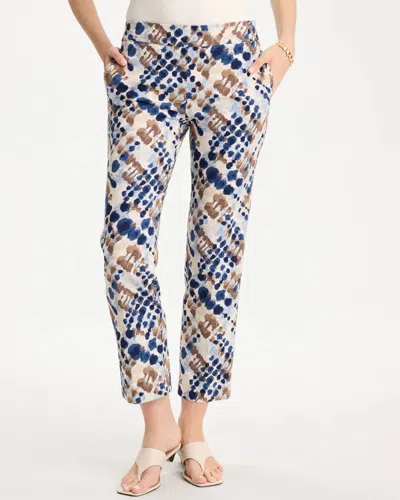 Chico's Printed Brigitte Straight Crop Pants In Blue In Passport Blue