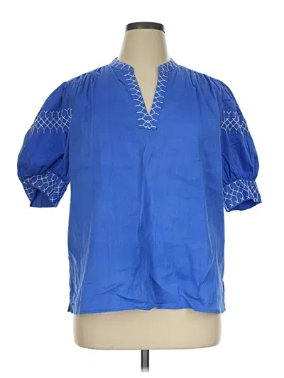 Pre-owned Chico's Short Sleeve Blouse In Blue