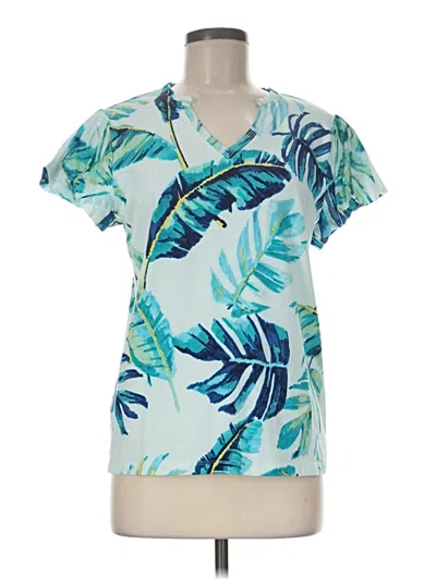 Pre-owned Chico's Short Sleeve Blouse In Teal