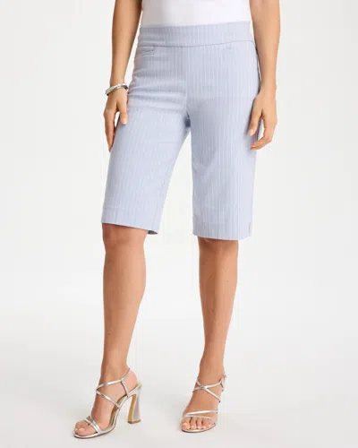 Chico's Striped Brigitte Slim Shorts In Blue