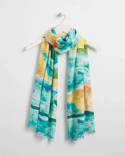 Chico's Watercolor Oblong Scarf In Blue |